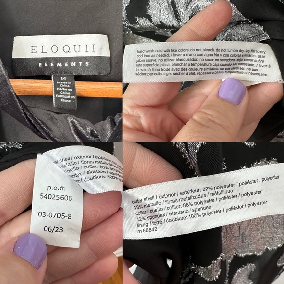 ELOQUII Elements Bow Neck Metallic Mini Dress with Puff Sleeves Size 14 - Picture 5 of 6